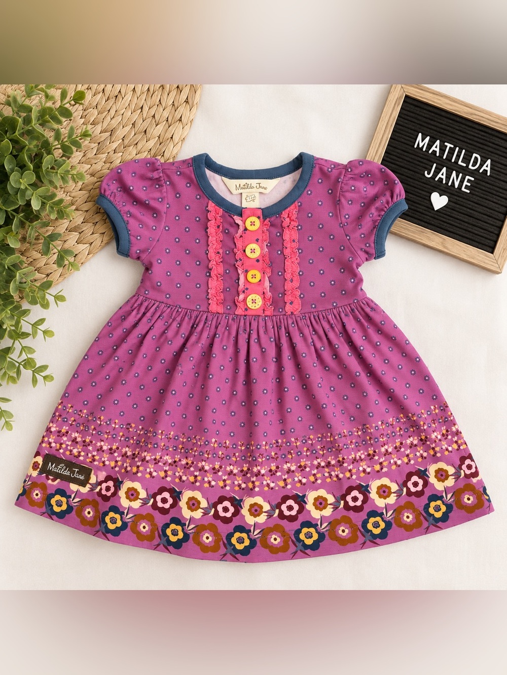 Matilda Jane Baby Girls 6-12 Months Purple Floral Dress Ruffle